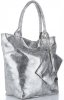 Kožené kabelka shopper bag Vittoria Gotti stříbrná V6141
